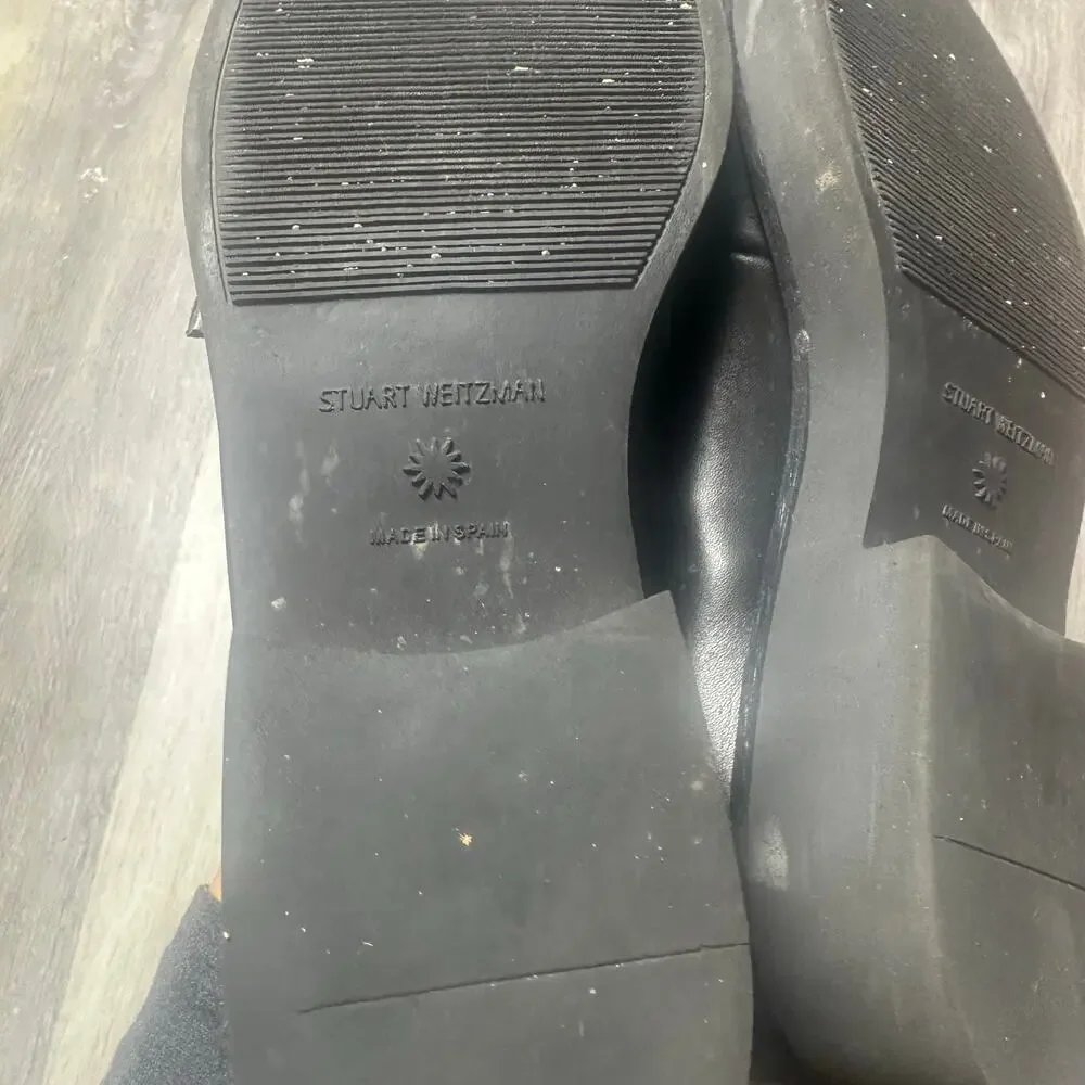 Stuart Weitzman Black Leather Brenna Loafers
